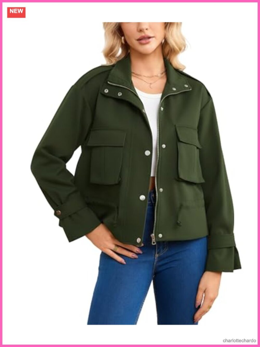 Cropped Bomber Jacket Lightweight Zip Up Oversized Utility Coat